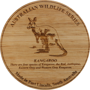 Rhapsody In Wood, Wooden Maps, Coasters, Kangaroo