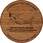 Load image into Gallery viewer, Rhapsody In Wood, Wooden Maps, Coasters, Great White Shark
