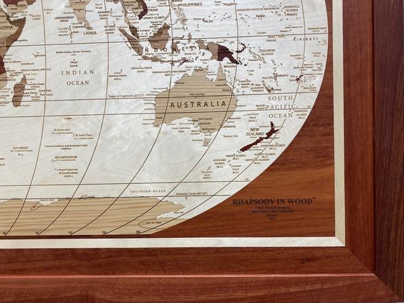 Wooden World Map No1 - 660mm x 1060 mm