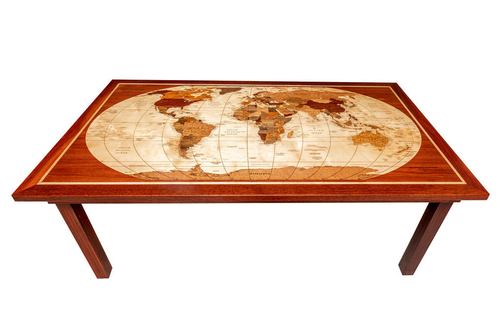 One of a kind world map dining room table