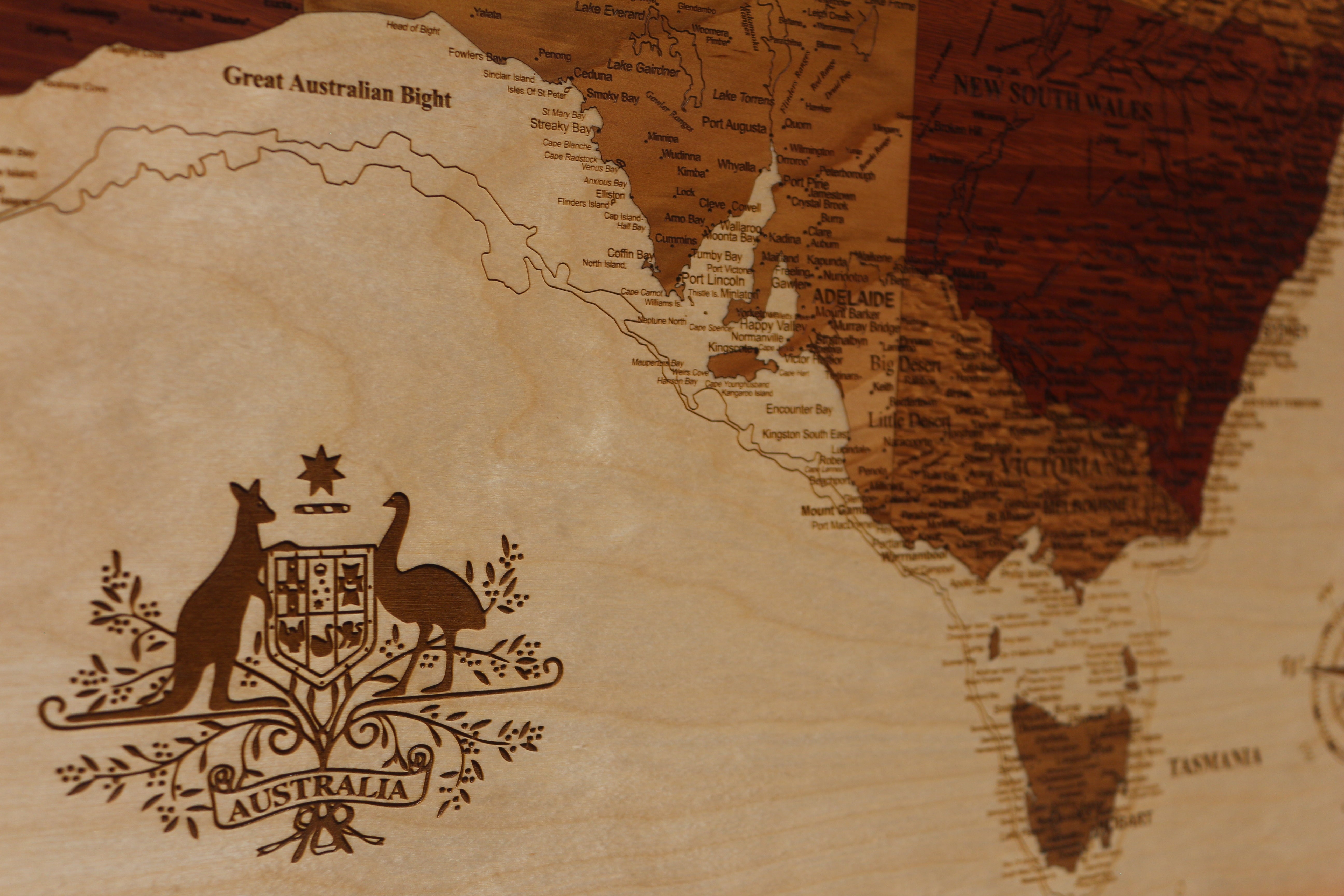 Rhapsody In Wood, Wooden Map, Wooden Maps, Australia Map