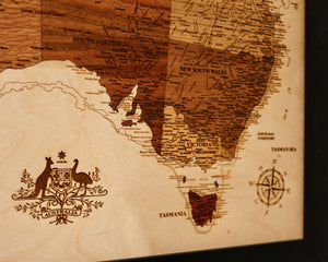 Rhapsody In Wood, Wooden Map, Wooden Maps,  Australia Map